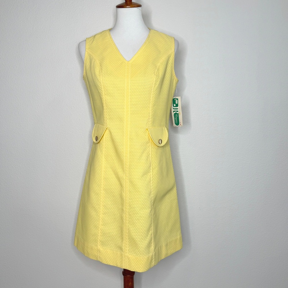 Deadstock NWT Vintage 70s Sleeveless Shift Dress Sears Juniors 13 (SM) Yellow